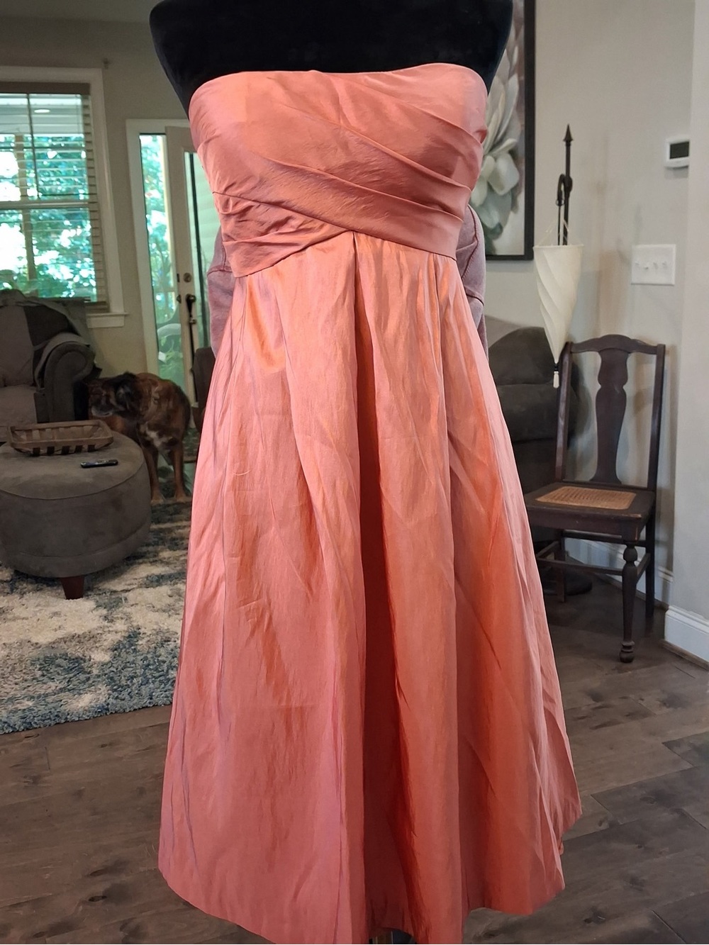 Bill Levkoff Strapless Coral-Peach A-Line Dress